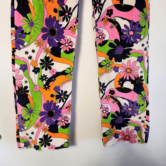 Colorful Floral BDG Jeans, Size 26, Urban Outfitters Vibes, Soft Suede Texture - Picture 4 of 10